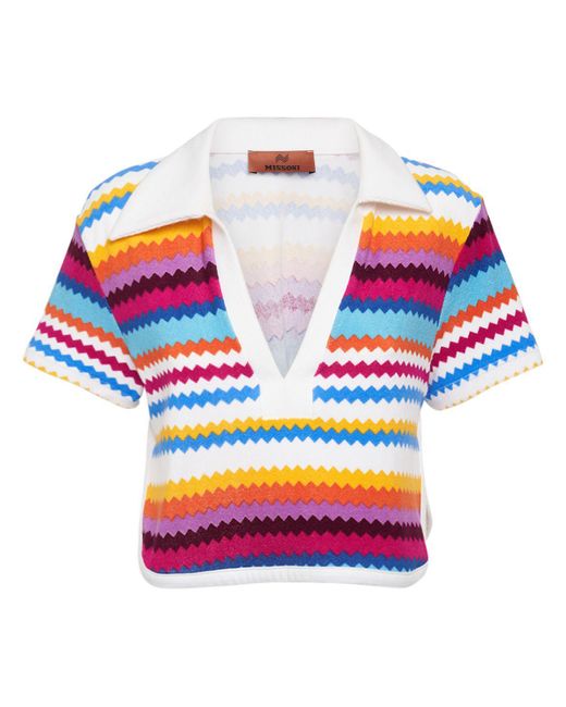 Missoni Pink Chevron French Terry Knit Crop Top