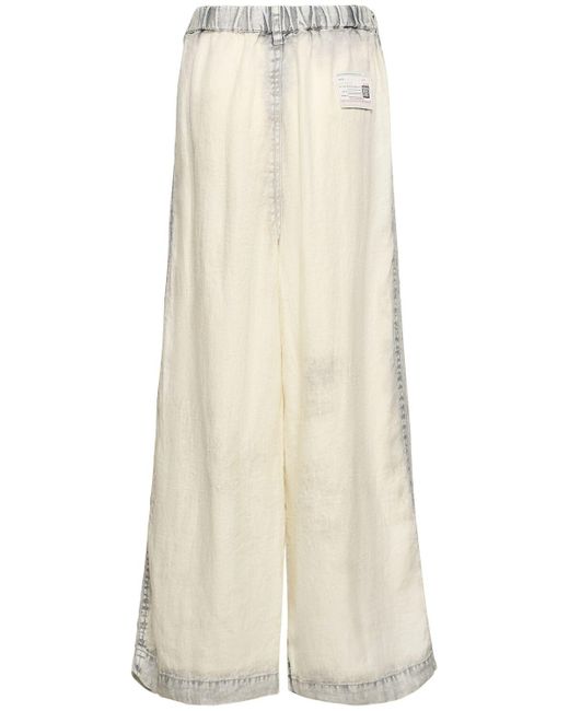 Pantalon ample en sergé de lin Maison Mihara Yasuhiro en coloris White