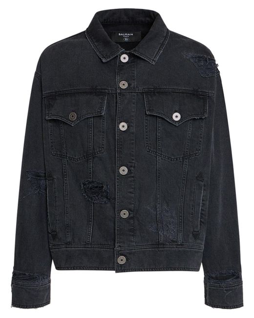 Balmain Black Regular Cotton Denim Jacket for men