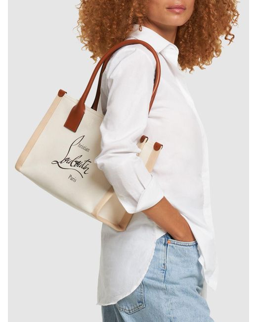 Christian Louboutin Natural Damen Kleine Tragetasche Aus Canvas „Nastroloubi“