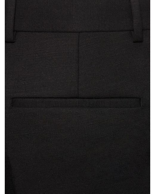 Ferragamo Black Hopsack Solid Pants for men