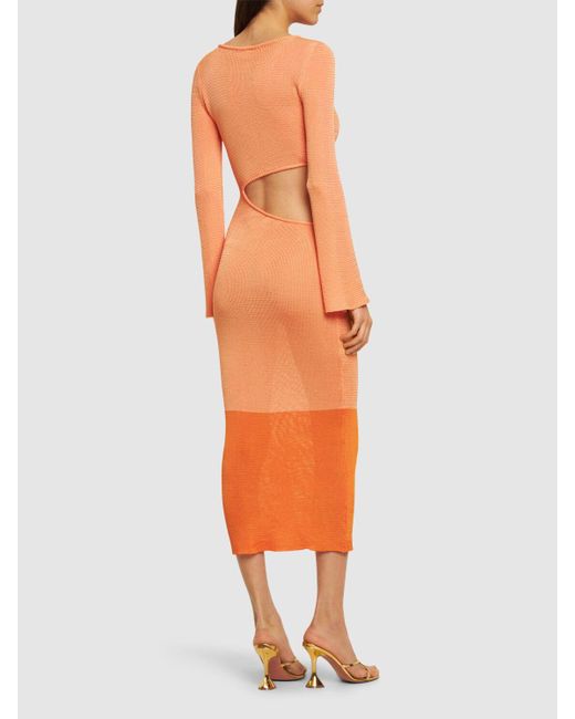 Baobab Orange Langes Kleid Aus Samt Mit Ausschnitt