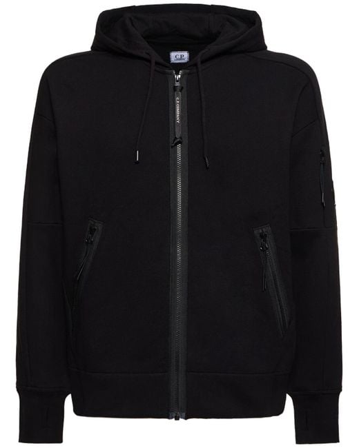 C P Company Fleece-hoodie Mit Reißverschluss in Black für Herren