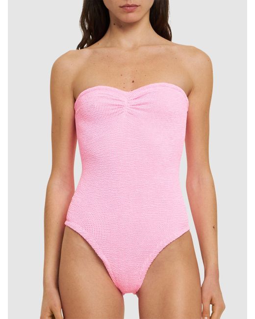 Hunza G Pink Brooke One Piece Strapless Swimsuit