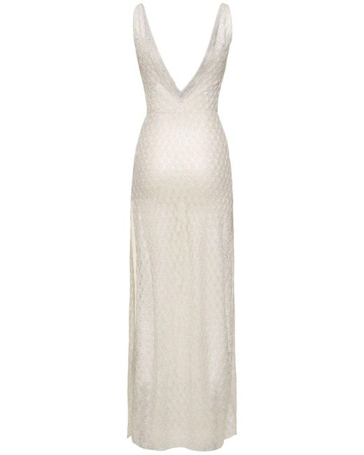 Missoni White Sequined V-neck Long Dress