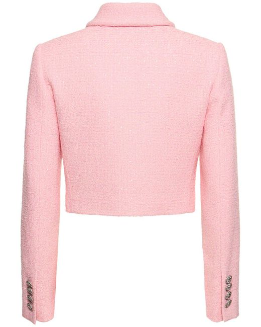 Giacca cropped in tweed di misto lana di Gucci in Pink