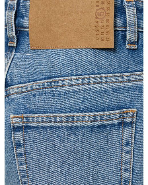 Jeans larghi cropped vita alta in cotone di MM6 by Maison Martin Margiela in Blue
