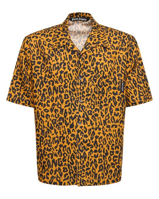 Chemise manches courtes en lin mélangé cheetah Palm Angels pour homme en coloris Multicolor