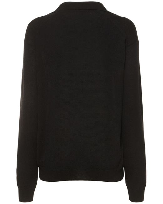 Auralee Black Polosweater Aus Kaschmir- Und Seidenstrick