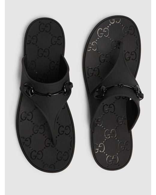 Gucci Black 10mm Minorca Rubber Thong Sandals