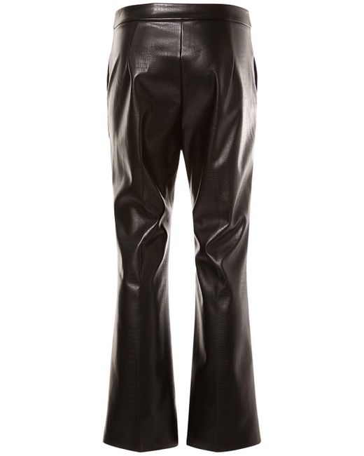 Max Mara Black Queva Croc Faux Leather Straight Pants