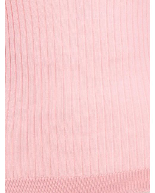 Versace Pink Short Sleeve Rib Knit Sweater