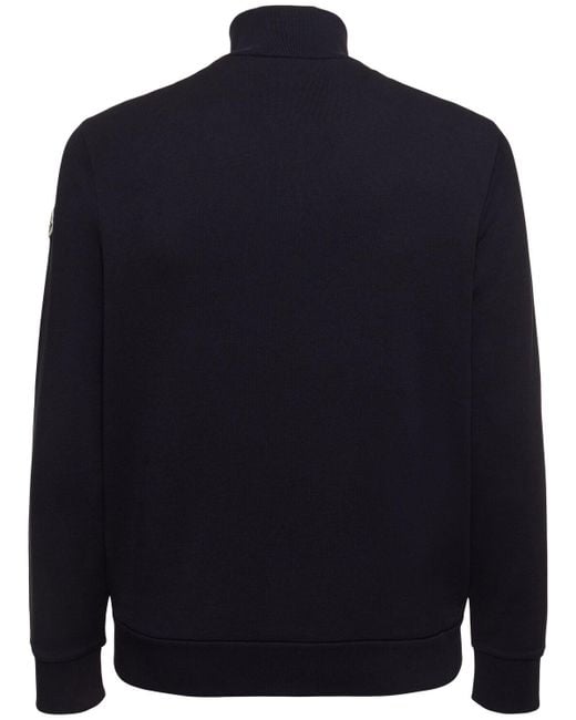 Moncler Blue Cotton Fleece Zip-up Sweatshirt for men