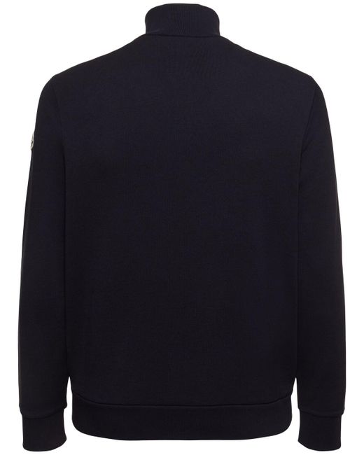 Cotton fleece zip-up sweatshirt Moncler pour homme en coloris Blue