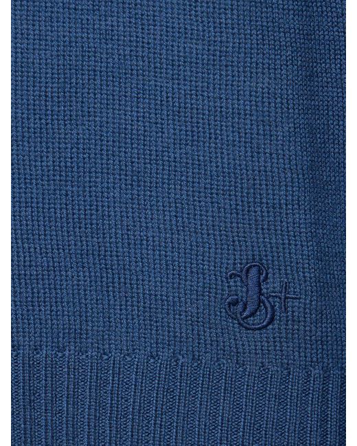 Jil Sander Blue Extra Fine Knit Wool Sweater for men