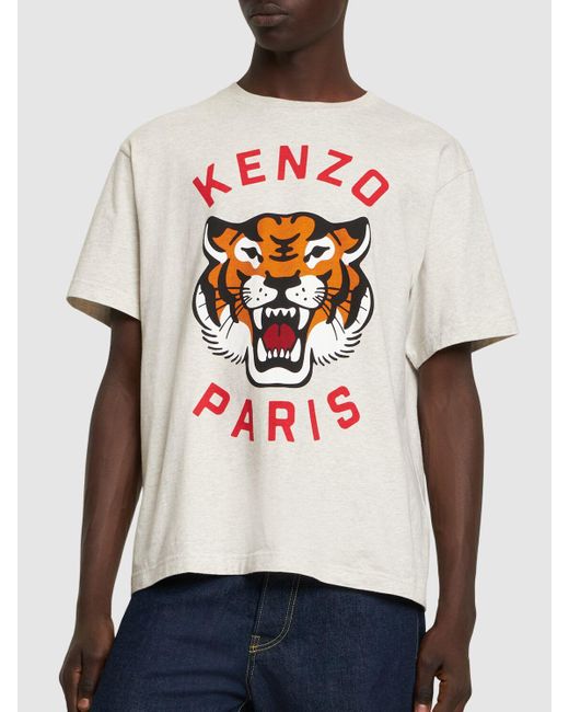 KENZO Pink Tiger Print Cotton Jersey T-Shirt for men