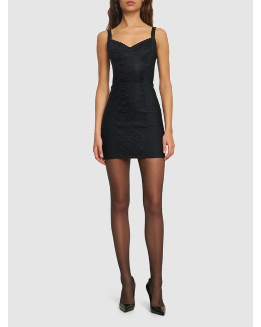 Dolce & Gabbana Black Satin Corset Mini Dress