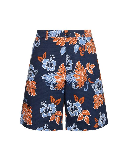 Shorts in cotone stampato di Maison Kitsuné in Blue da Uomo