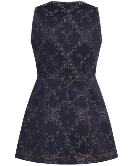 Etro Blue Jacquard V-Neck Sleeveless Mini Dress