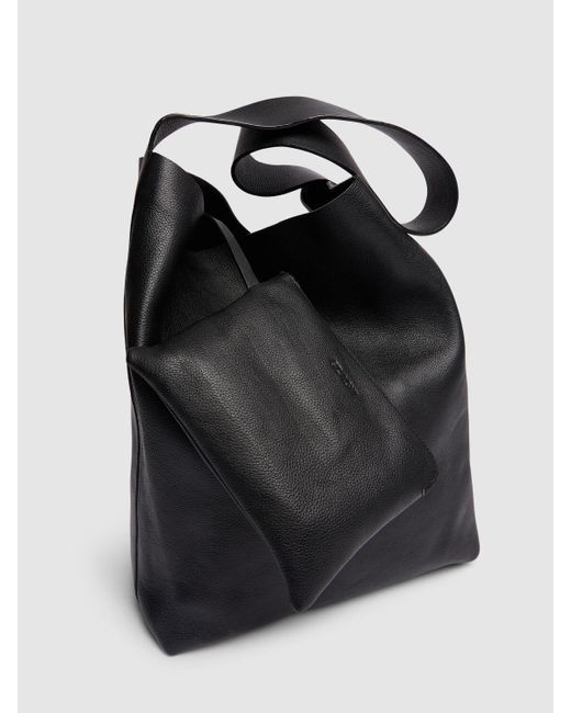 St. Agni Black Minimal Everyday Leather Tote Bag