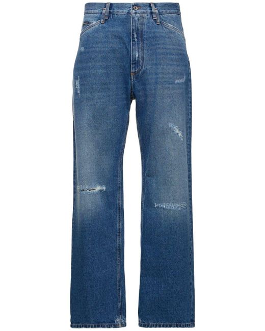 Jeans anchos de denim de algodón Dolce & Gabbana de hombre de color Blue