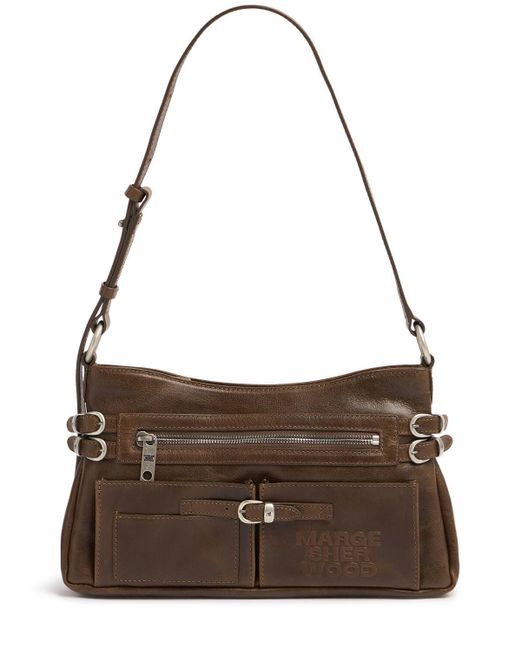 MARGE SHERWOOD Flat Pocket ウォッシュドレザーショルダーバッグ Brown