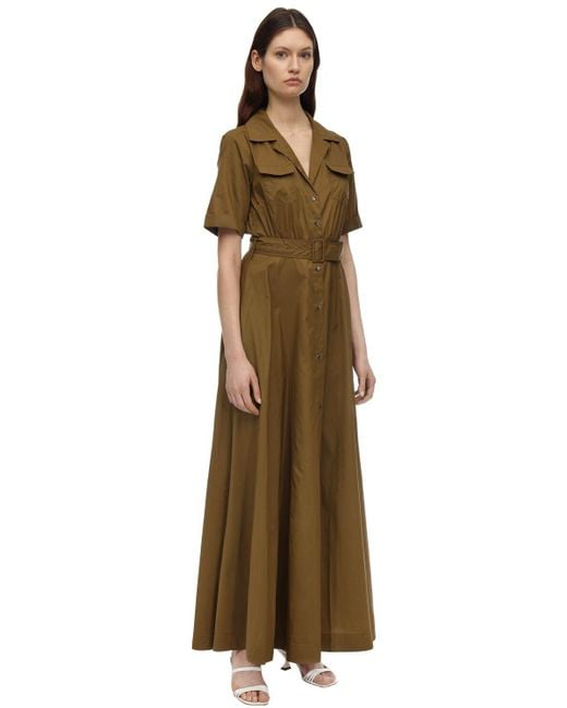 STAUD Millie Belted Shell Maxi Shirt Dress in Army Green (Green) - Save ...