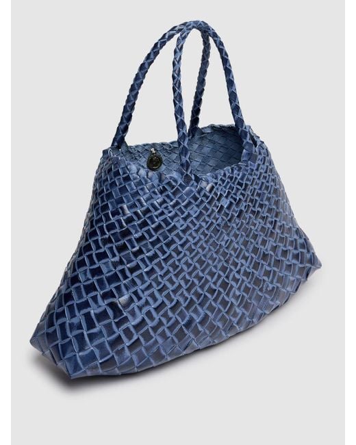 Dragon Diffusion Blue Small Santa Croce Leather Shoulder Bag