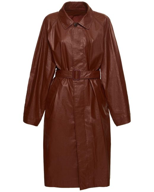 Lemaire Belted Cotton Raincoat in Brown | Lyst