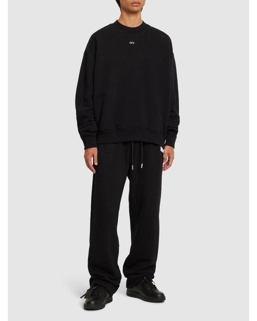 Off-White c/o Virgil Abloh Black Ow Embroidery Cotton Sweatpants for men