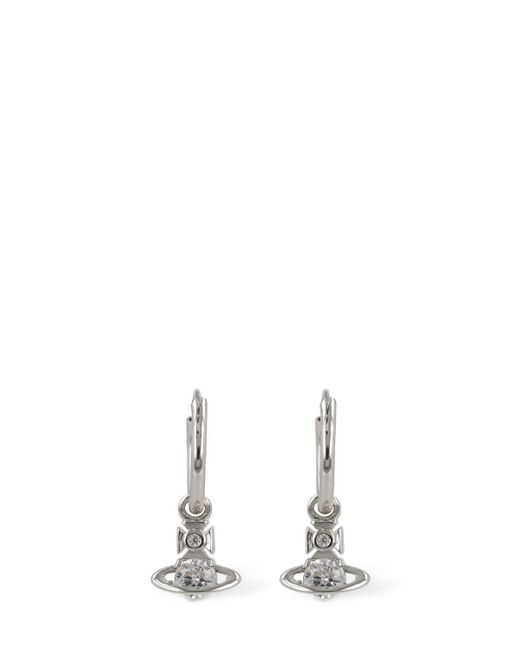 Vivienne Westwood White Nina Sparkle Hoop Crystals Earrings