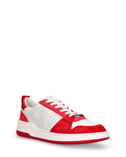 Ferragamo Red Dennis Leather Sneakers for men