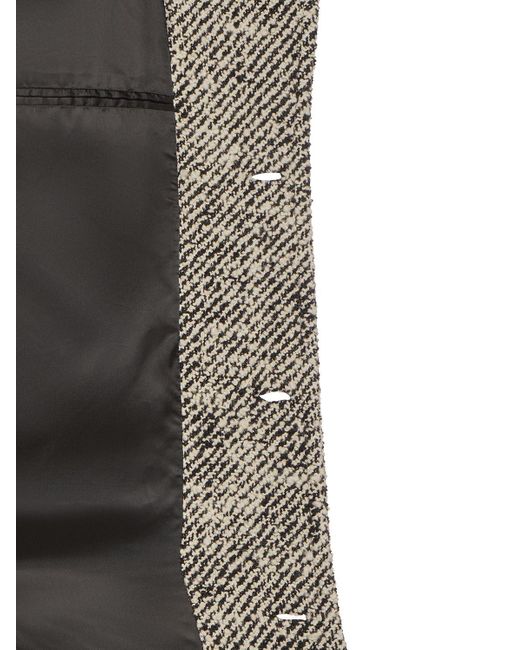 Versace Gray Diagonal Wool Long Coat for men
