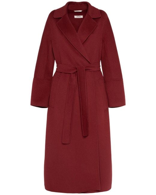 Mujer Abrigo Largo Elisa De Lana Con Cinturón Max Mara de color Red