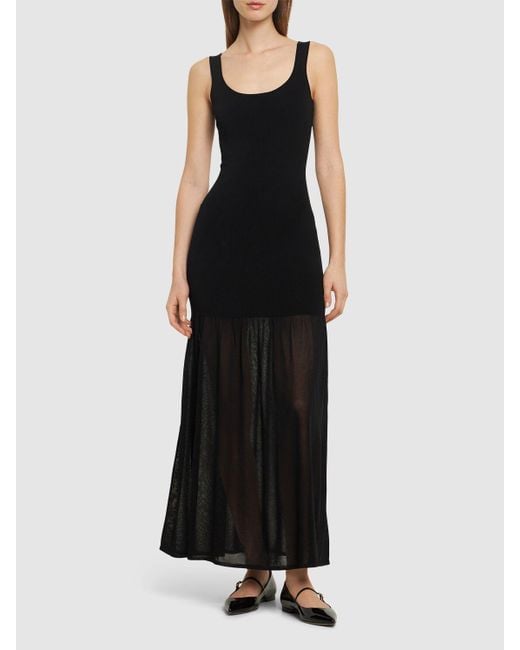 Drop waist viscose blend knit maxi dress di Matteau in Black