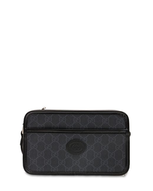 Gucci Leather-trimmed Monogrammed Coated-canvas Messenger Bag in