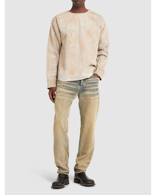 【DIESEL】D-Just-FSG1 オーガニックコットンセーター D-JUST-FSG1 Sweater in micro-distressed jacquard denim