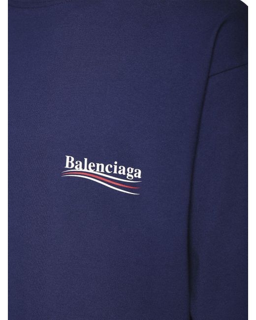 balenciaga blue logo t shirt