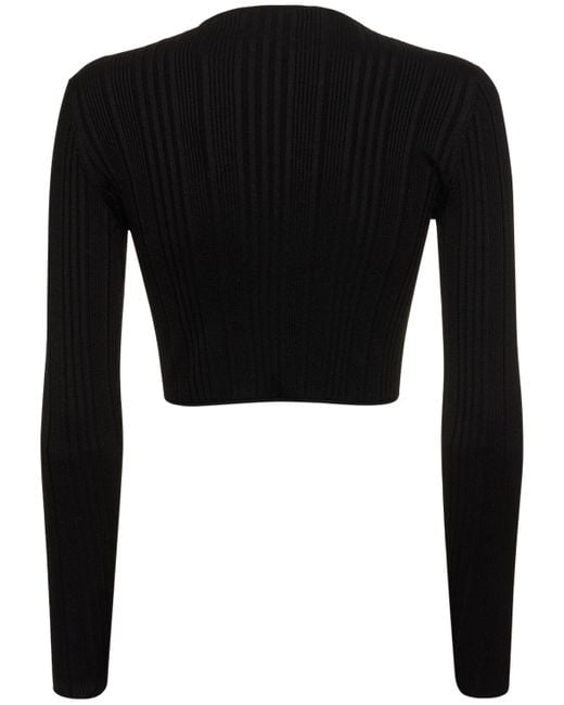 Gucci Black Viscose & Silk Blend Rib Cutout Sweater