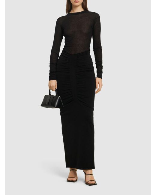 Alexander Wang Black Ruched Knitted Maxi Skirt