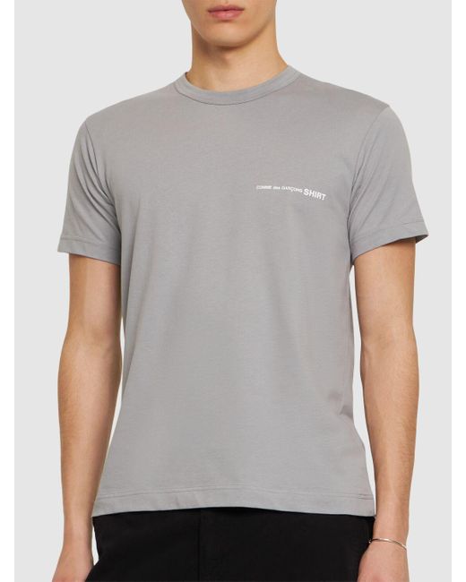 Camiseta de algodón con logo Comme des Garçons de hombre de color Gray