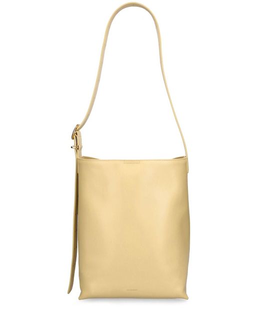Jil Sander White Cannolo Leather Tote Bag