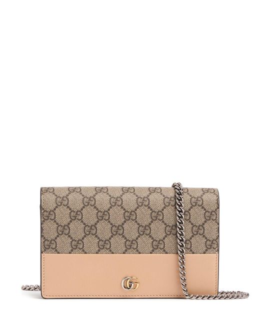 Gucci Gray Petite Marmont Leather Wallet On Chain