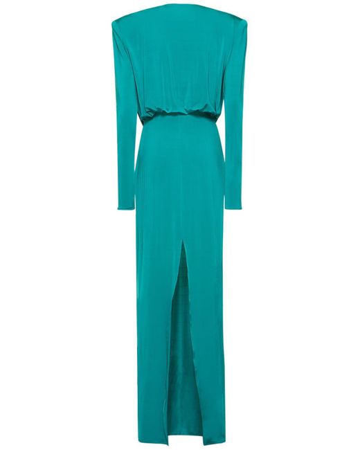 Magda Butrym Green Draped Viscose Jersey Long Dress