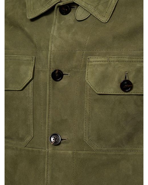 Tom Ford Green Leather-trimmed Suede Blouson Jacket for men