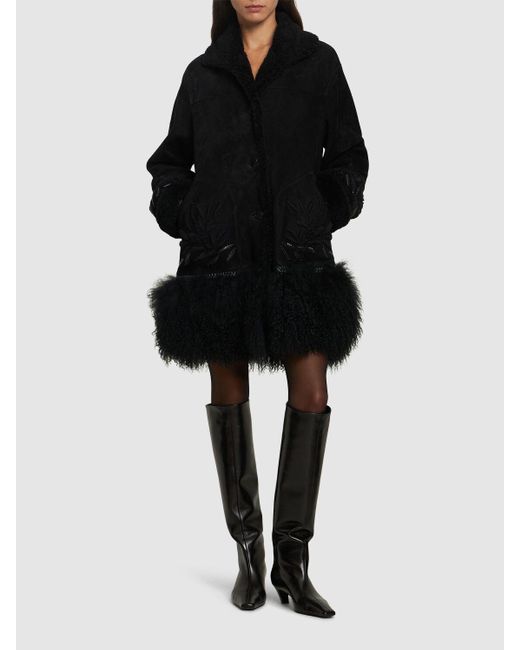 Ermanno Scervino Black Shearling Coat