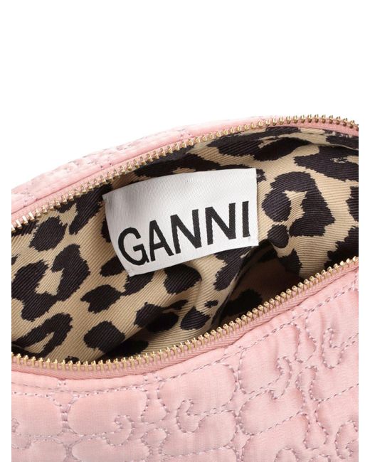 Ganni Pink Small Butterfly Satin Top Handle Bag