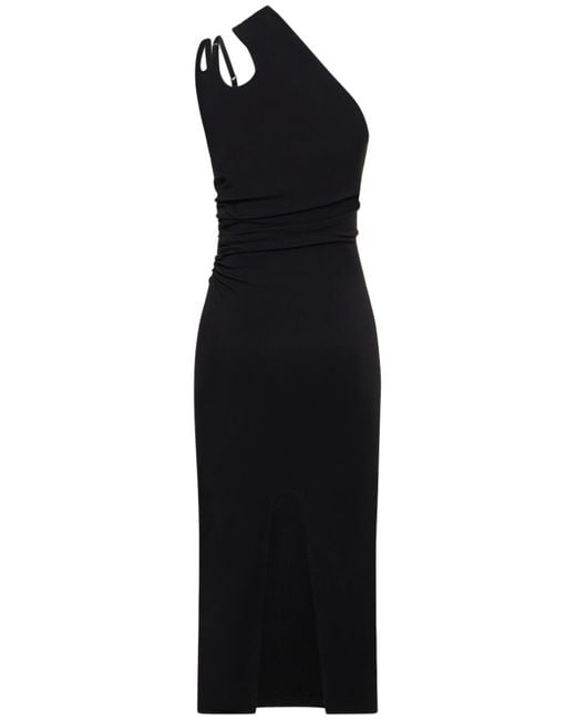 Mugler Black Midikleid Aus Viskosekrepp