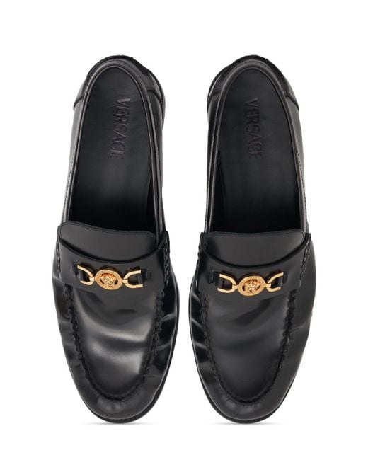 Versace Loafer Aus Leder Mit Medusa in Black für Herren