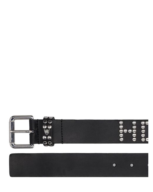 HTC White 3.5cm Htc Studded Leather Belt for men